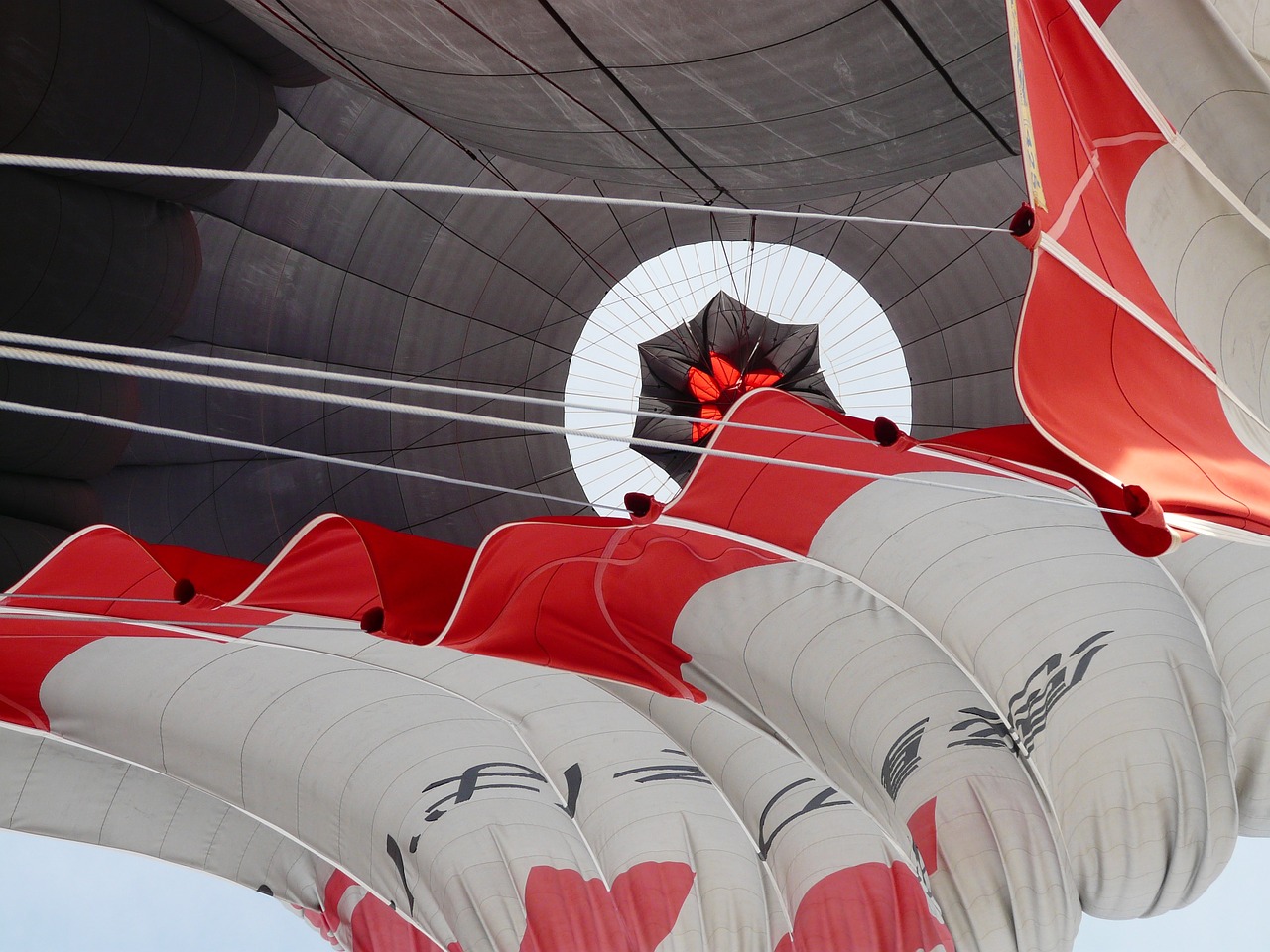 hot air balloon ride landing folding free photo