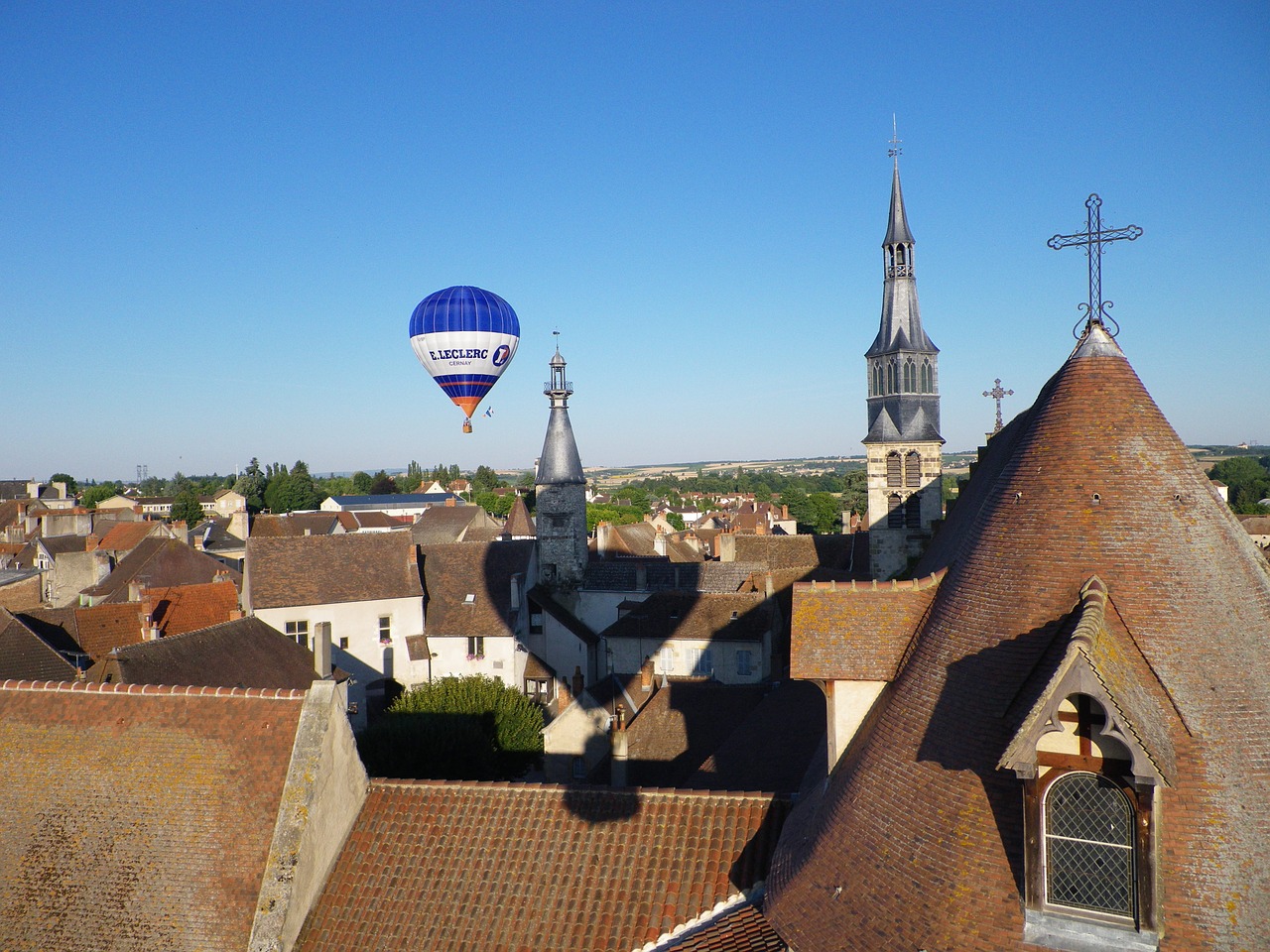 hot-air ballooning st pourcain on sioule tile roofs free photo