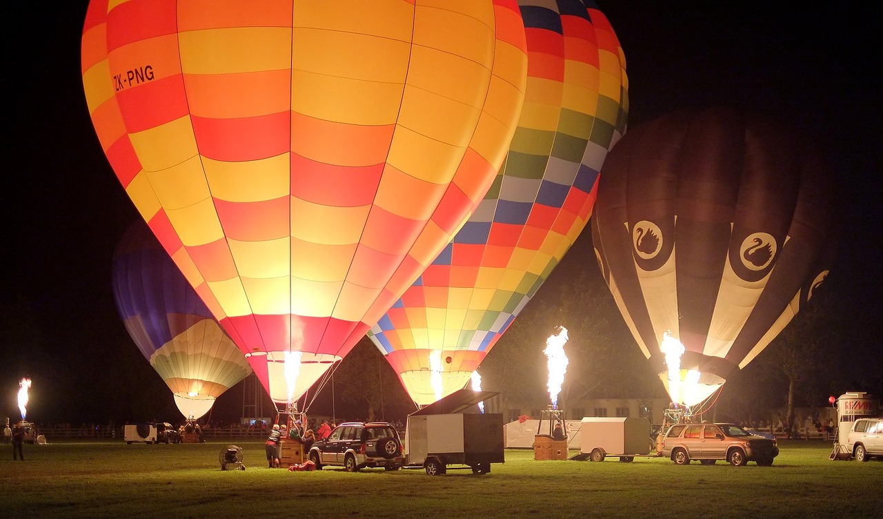 hot air balloons night glow free photo