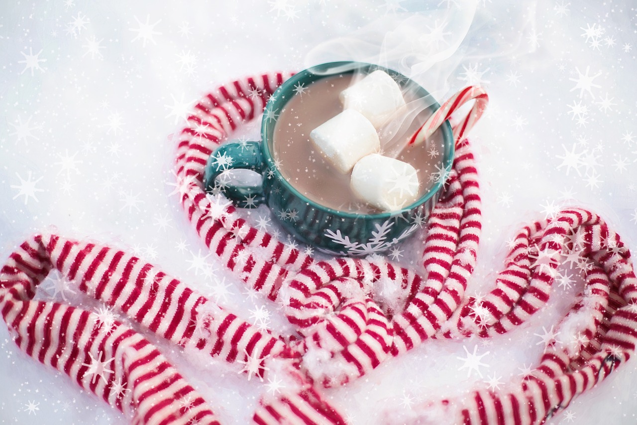 hot chocolate snow scarf free photo