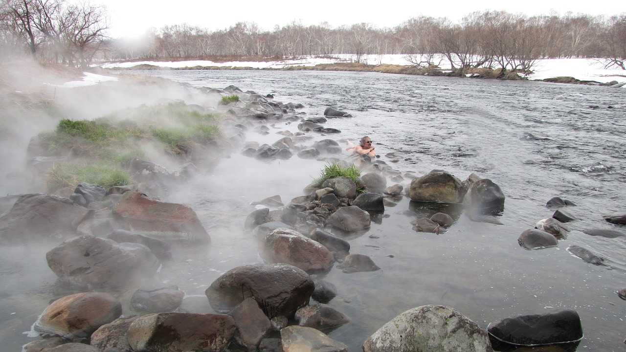hot springs river winter free photo