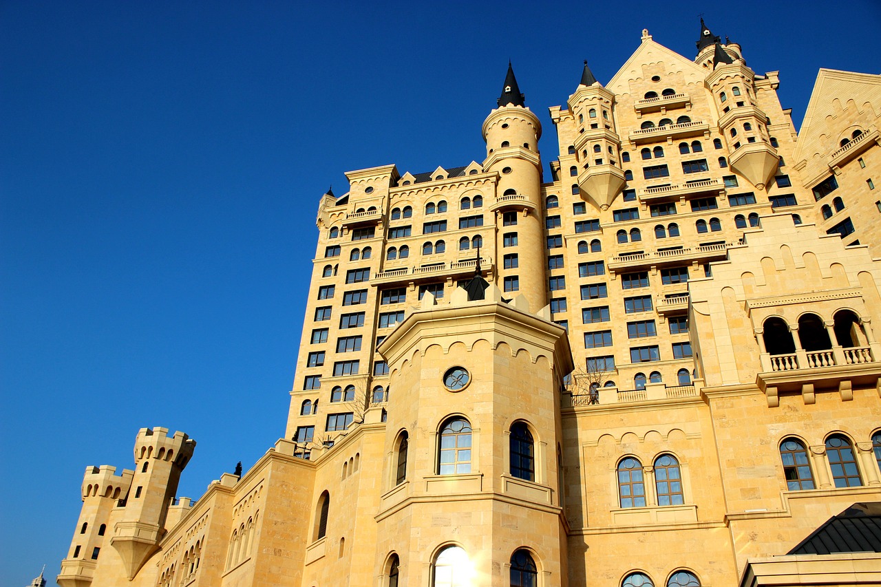 hotel castle blue sky free photo