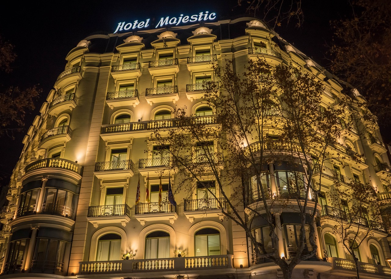 hotel majestic barcelona night free photo
