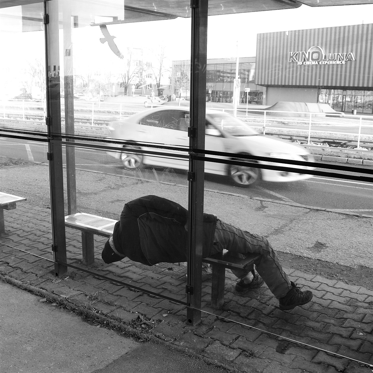 homless man sleeping free photo