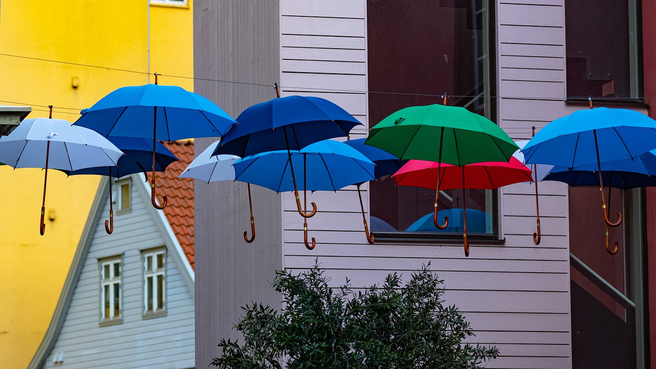house  umbrellas  colorful free photo