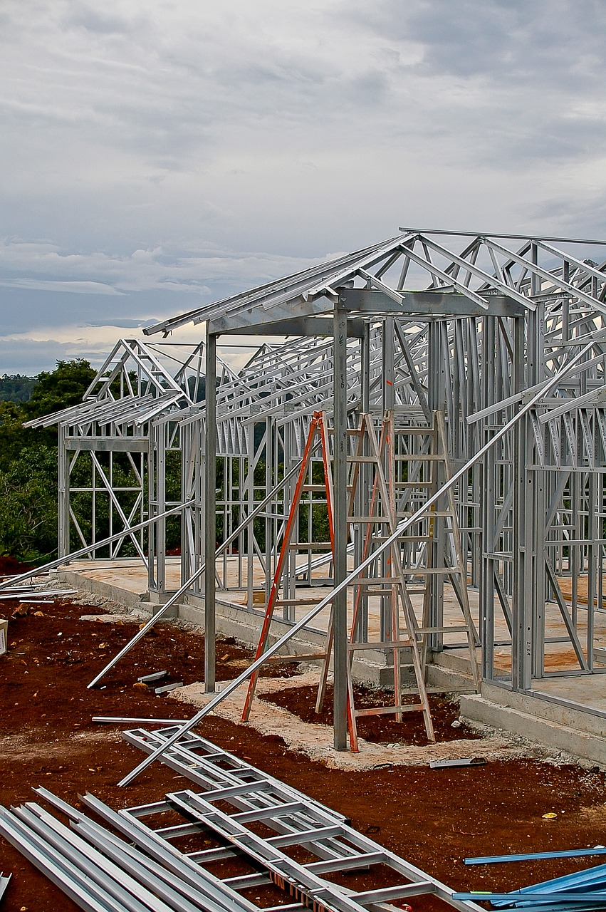 house building building steel frame free photo