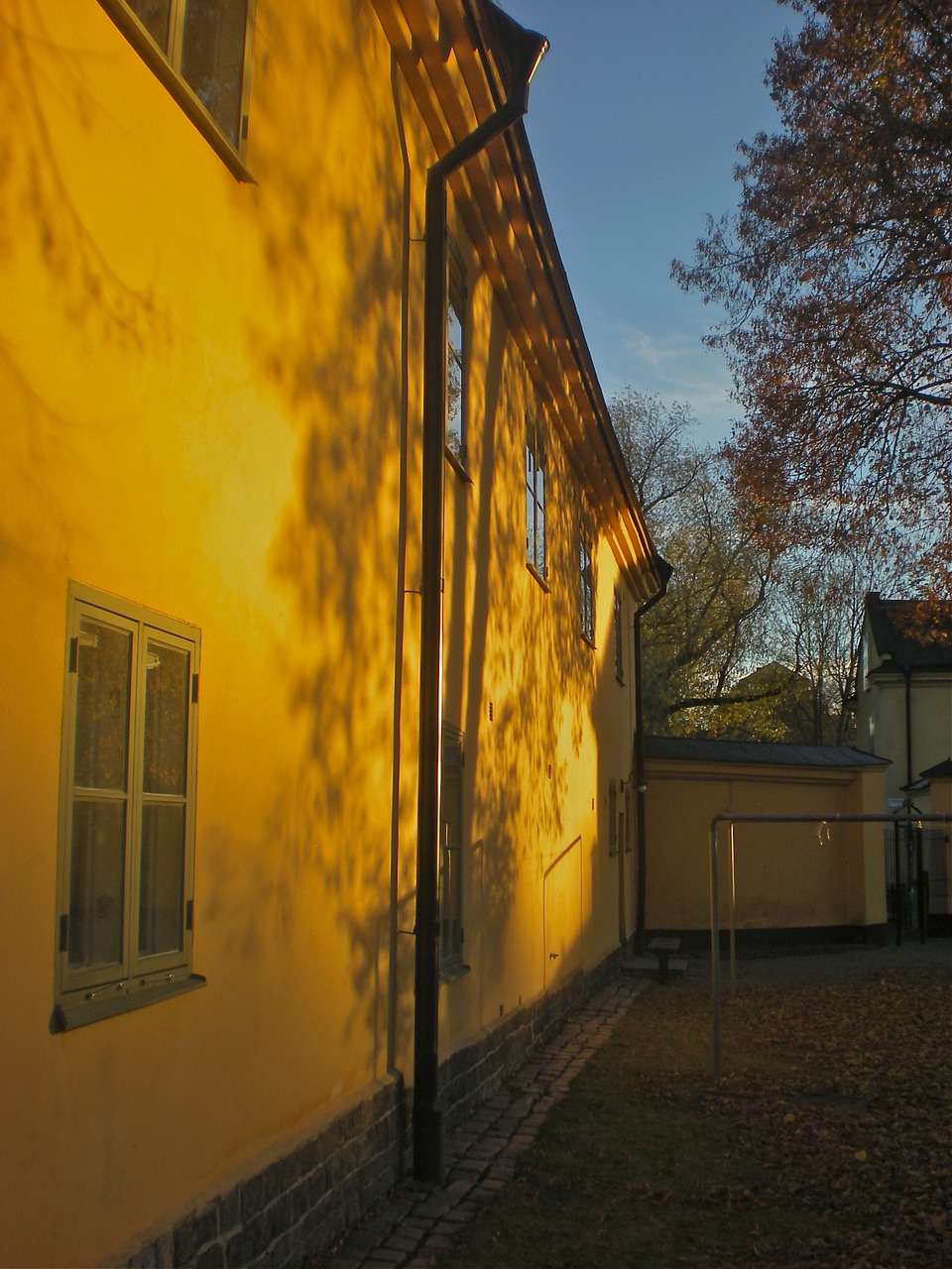 house wall shadow tree free photo