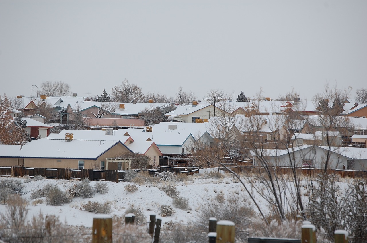 houses subdivision snow free photo