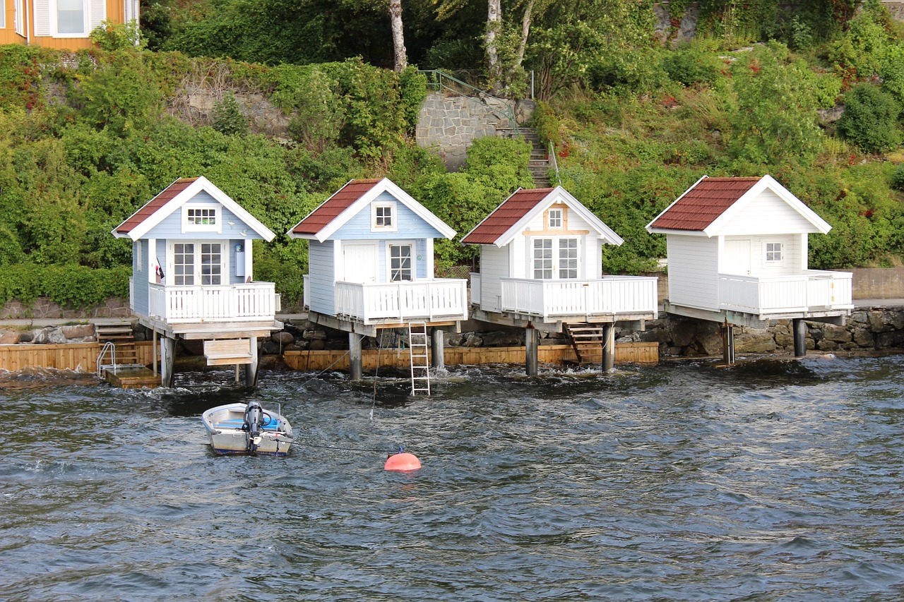 houses lake fjord free photo