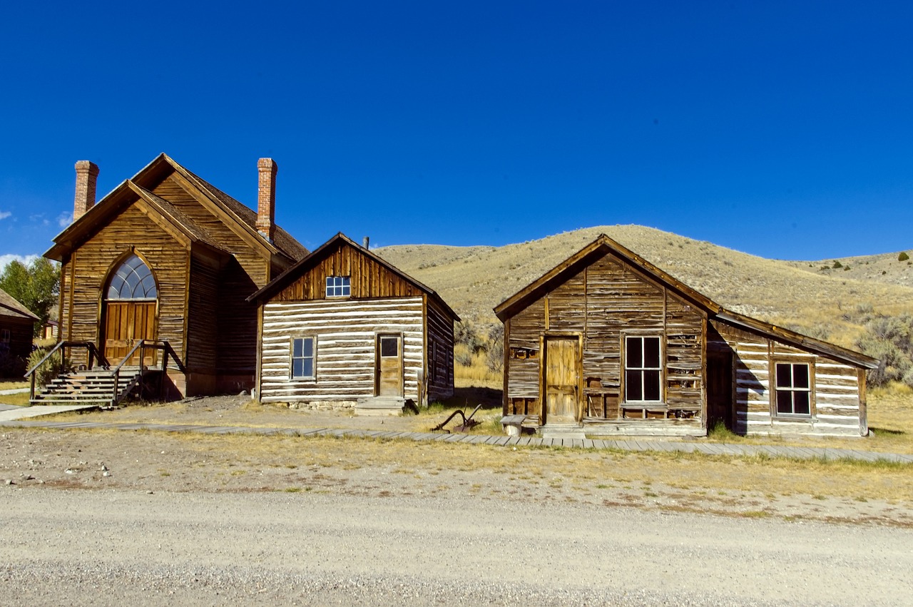 houses and methodist church  montana  bannack free photo