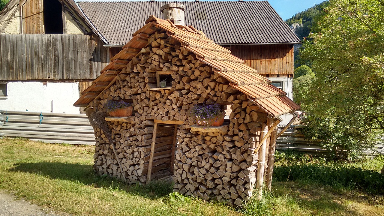 wood pile logs heap free photo