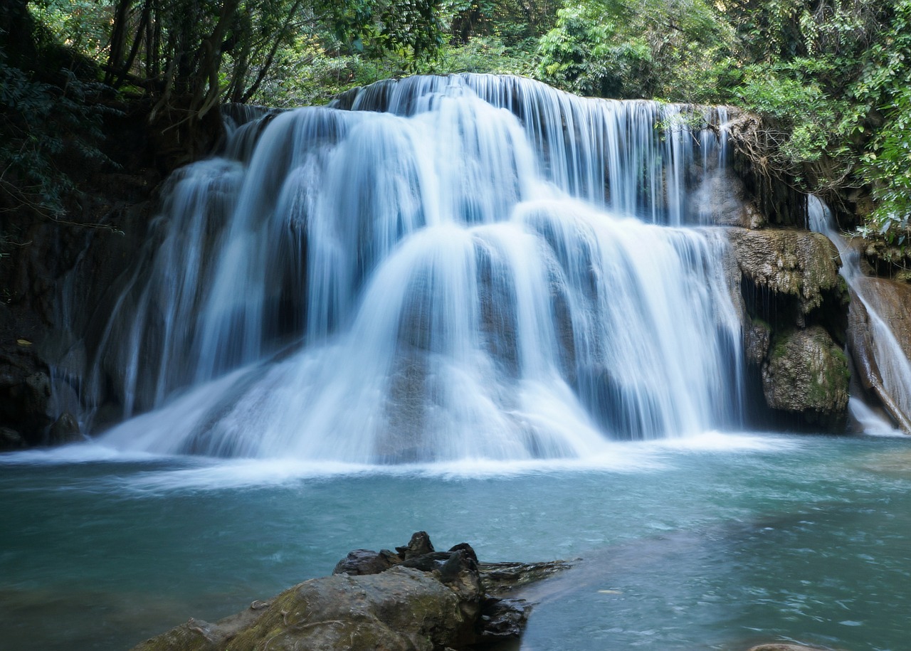 huay mae khamin waterfall kanchanaburi western region free photo