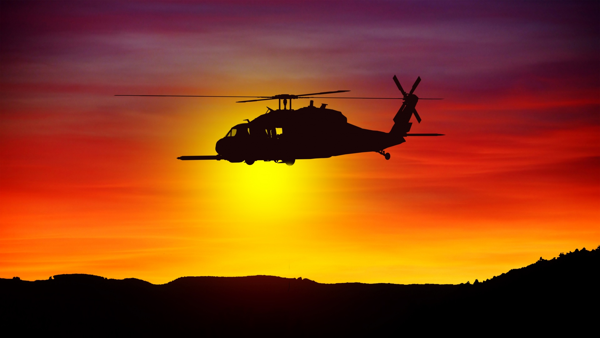 helicopter wolf sunset free photo