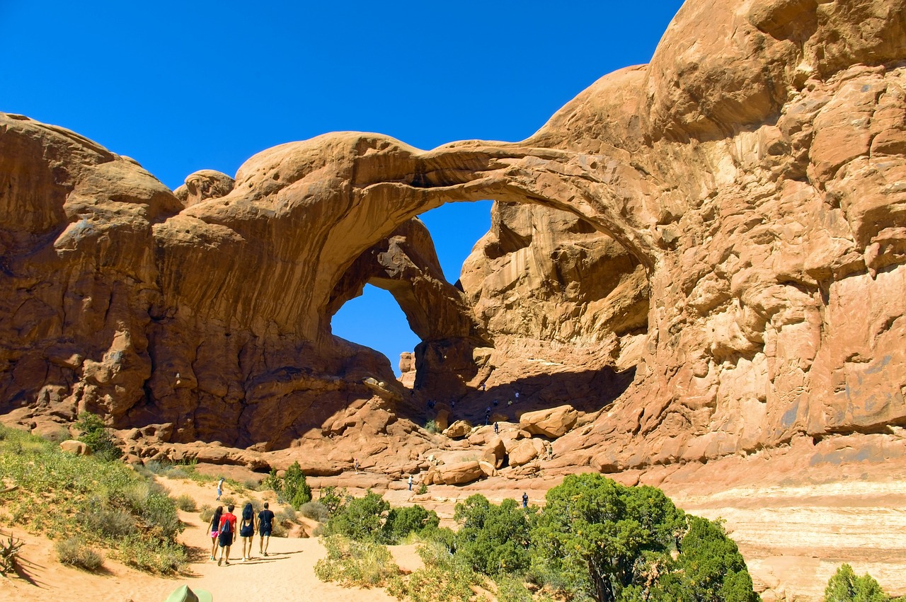 huge double arch  sandstone  utah free photo
