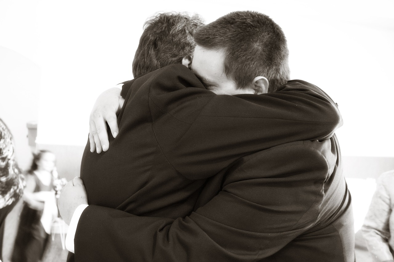 hugging hug father free photo