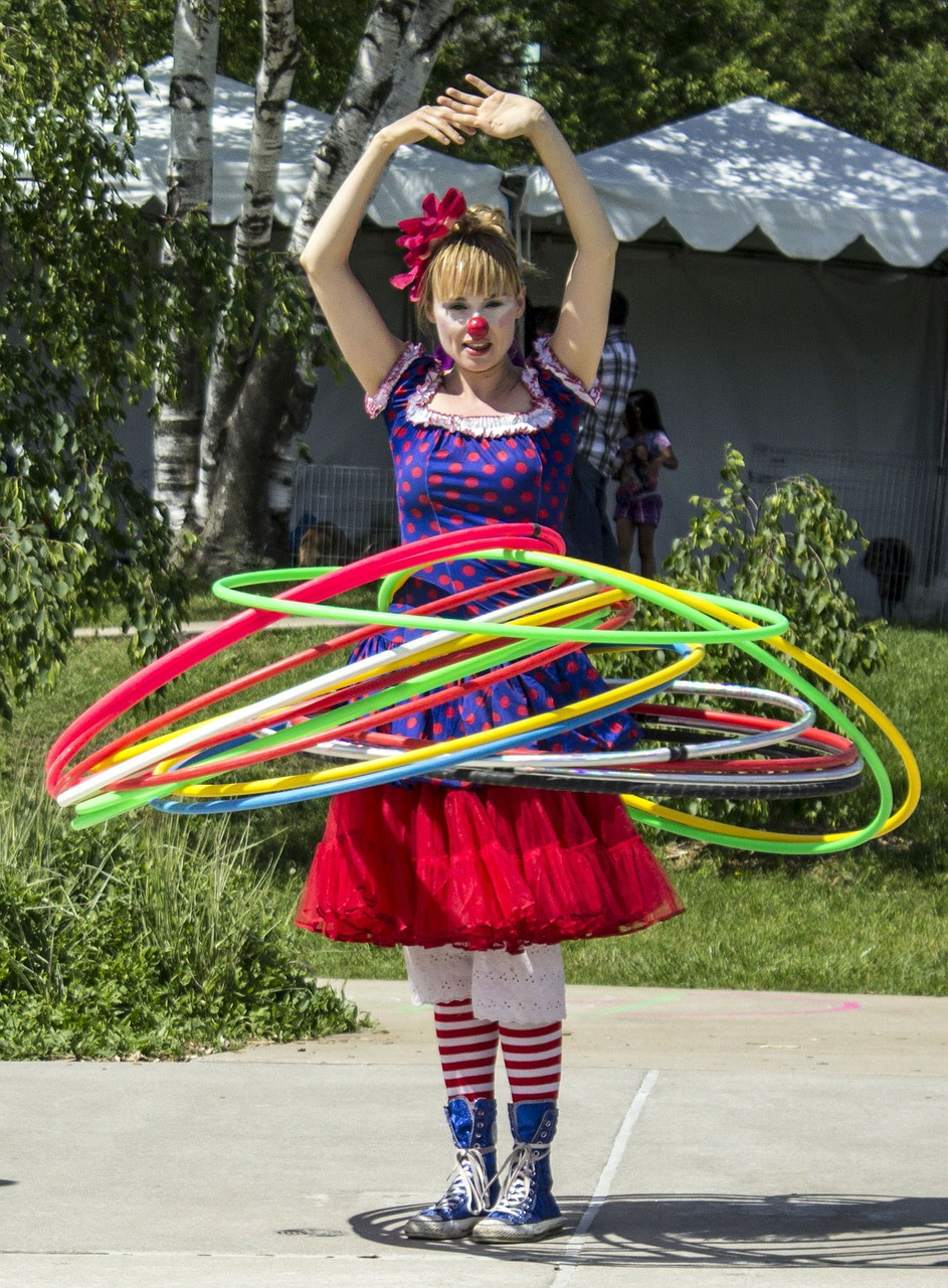hula hoops clown free photo