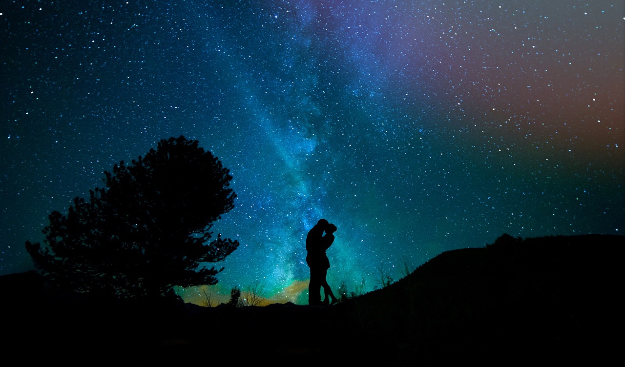 human lovers night sky free photo