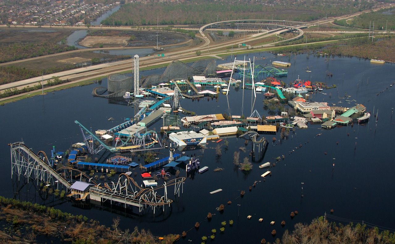 hurricane flooding amusement park disaster free photo