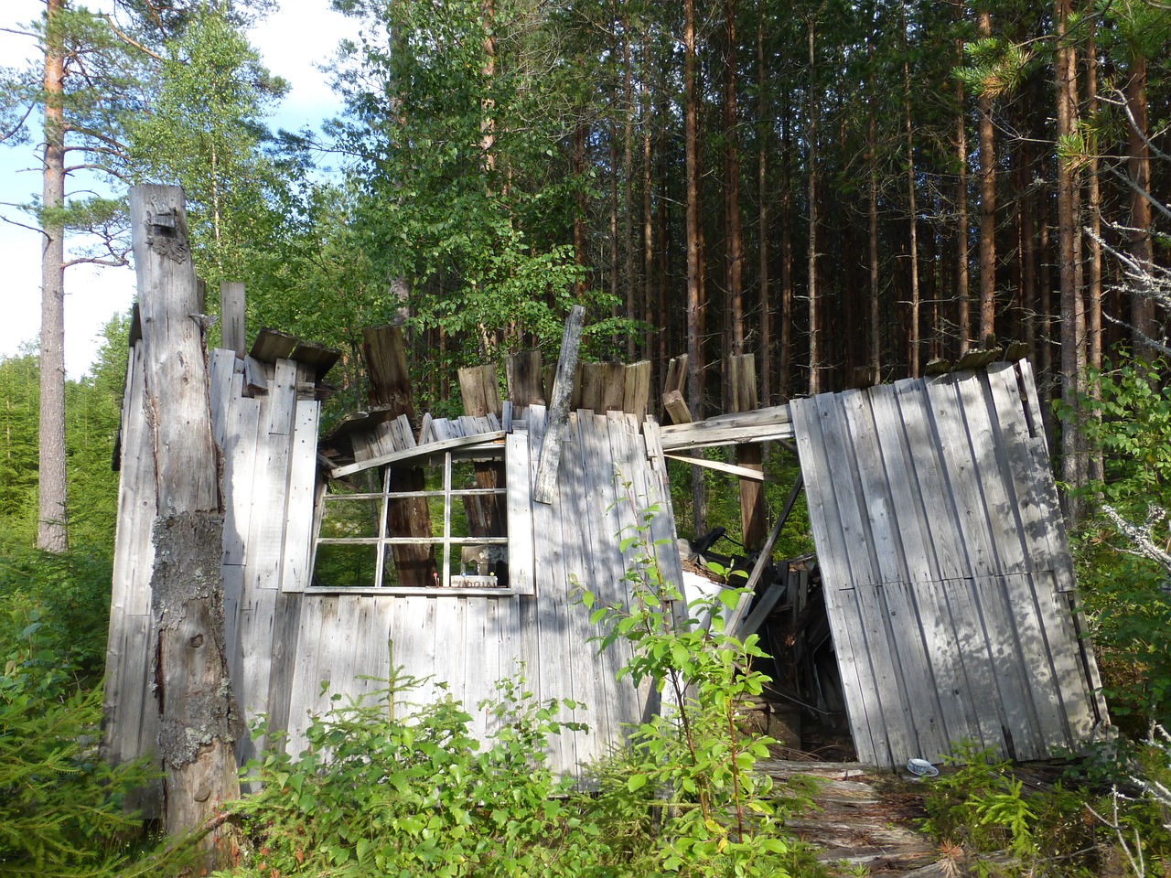 hut collapse house construction free photo