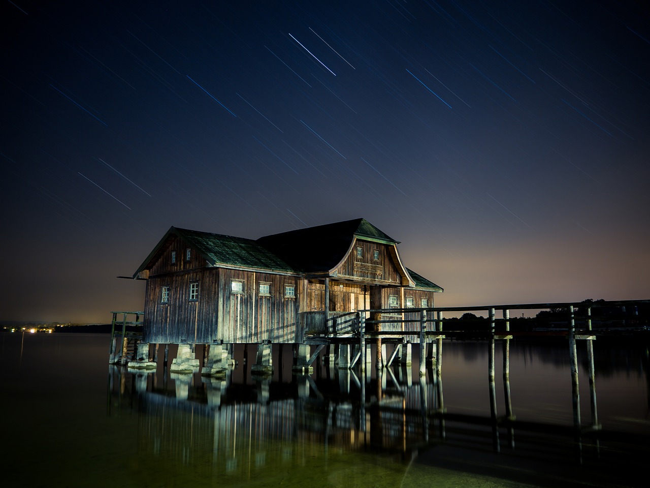 hut lake star free photo