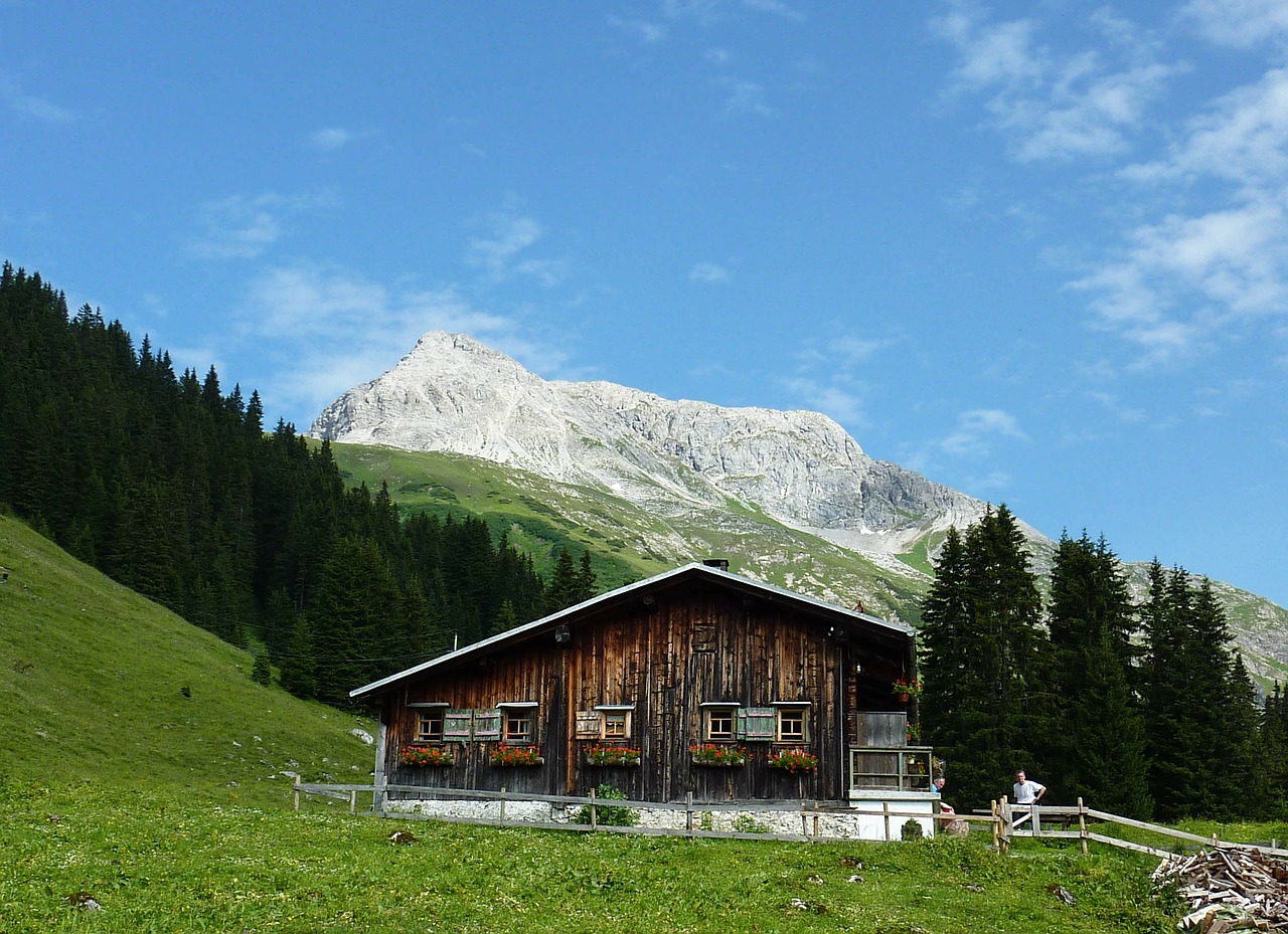 hut landscape meadow free photo