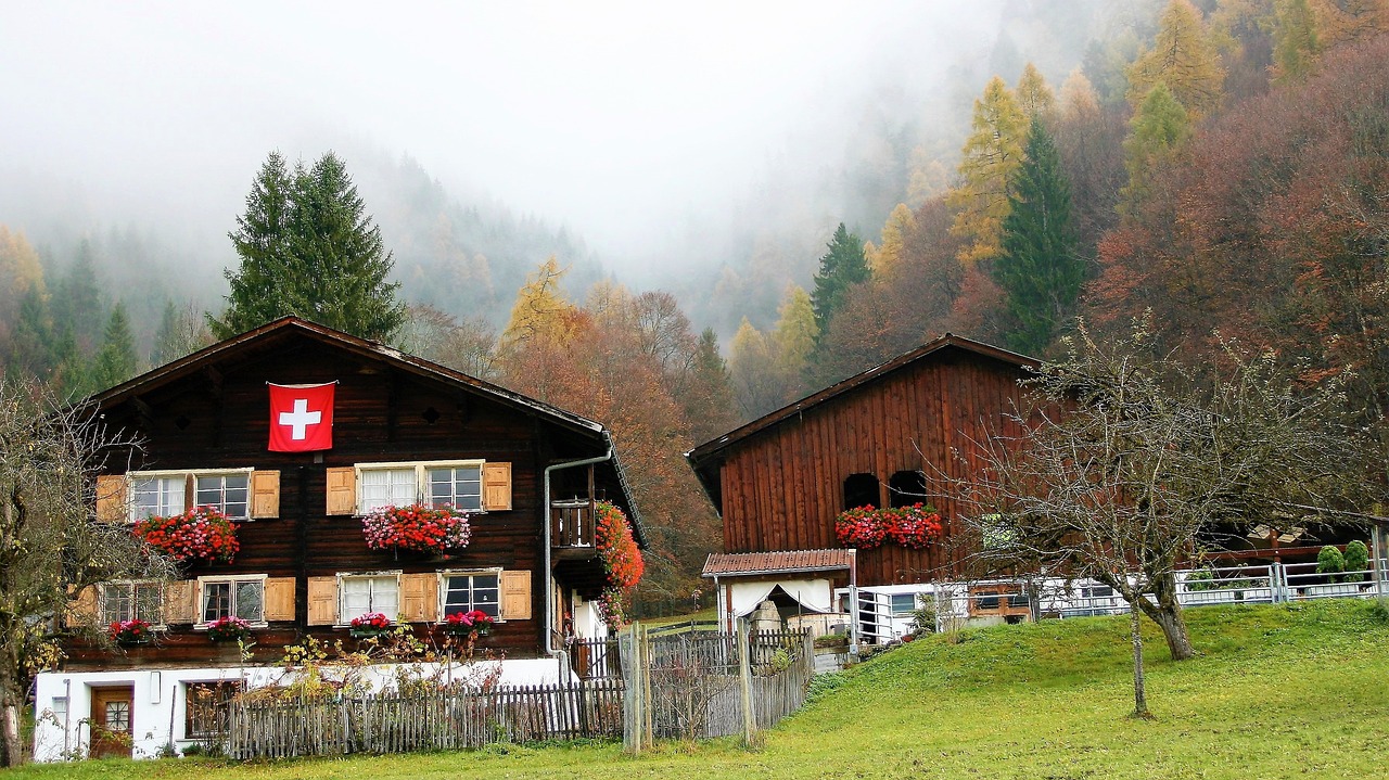 hut wooden alpine village free photo