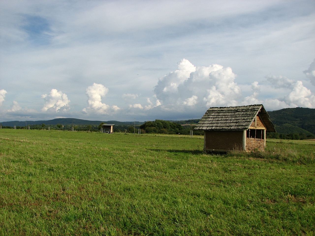 hut pasture meadow free photo
