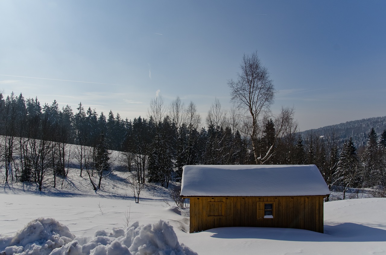 hut snow winter free photo