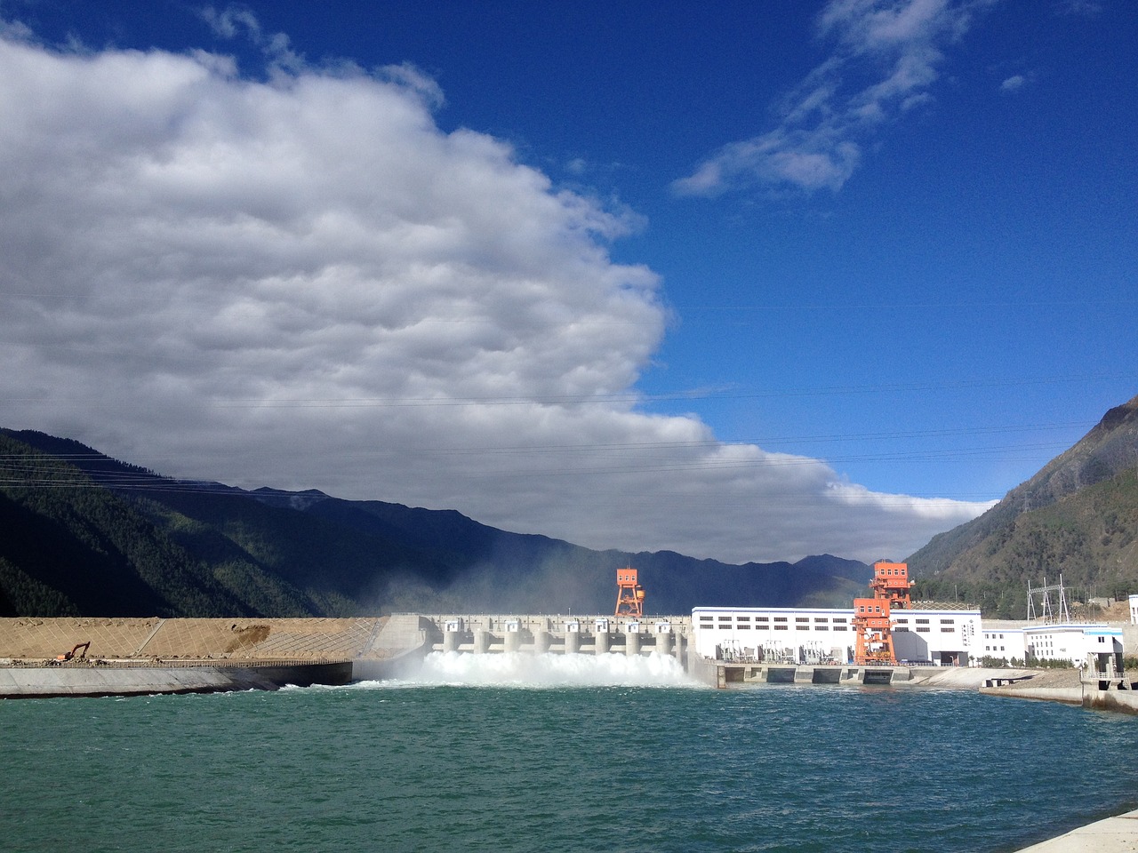 hydropower blue sky building free photo