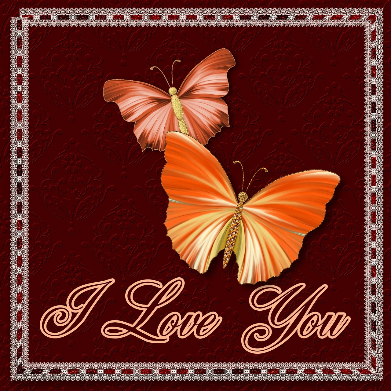 i love you butterflies greeting free photo