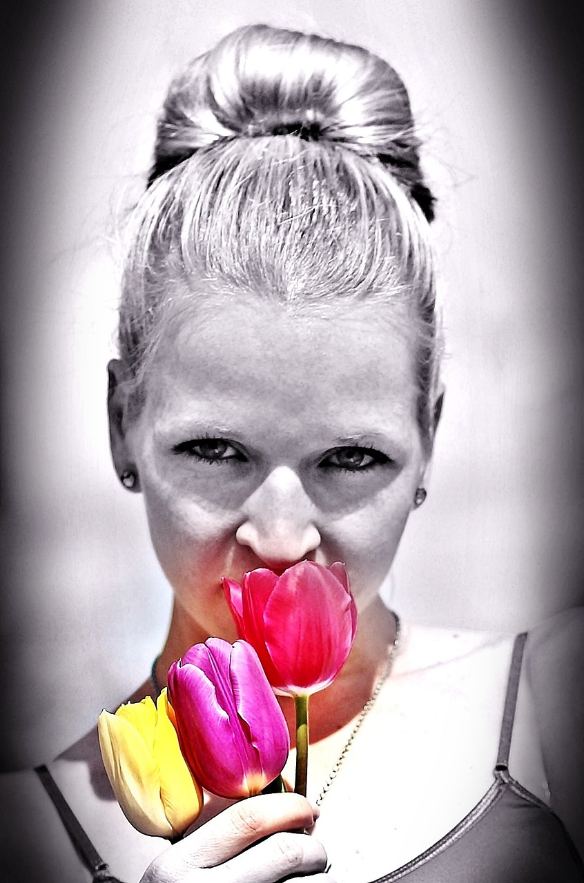 tulips woman flower free photo