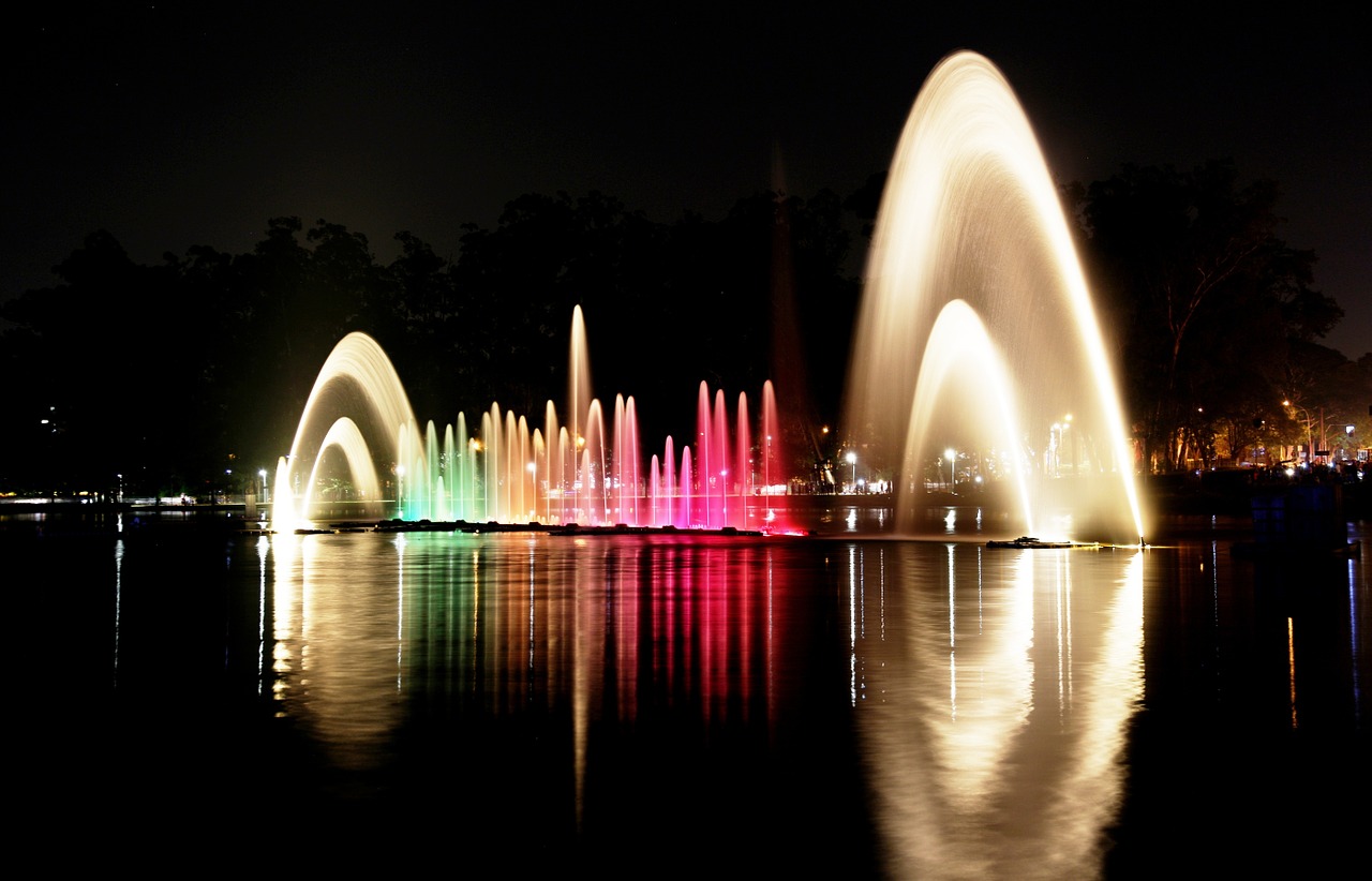 ibirapuera park lights night free photo