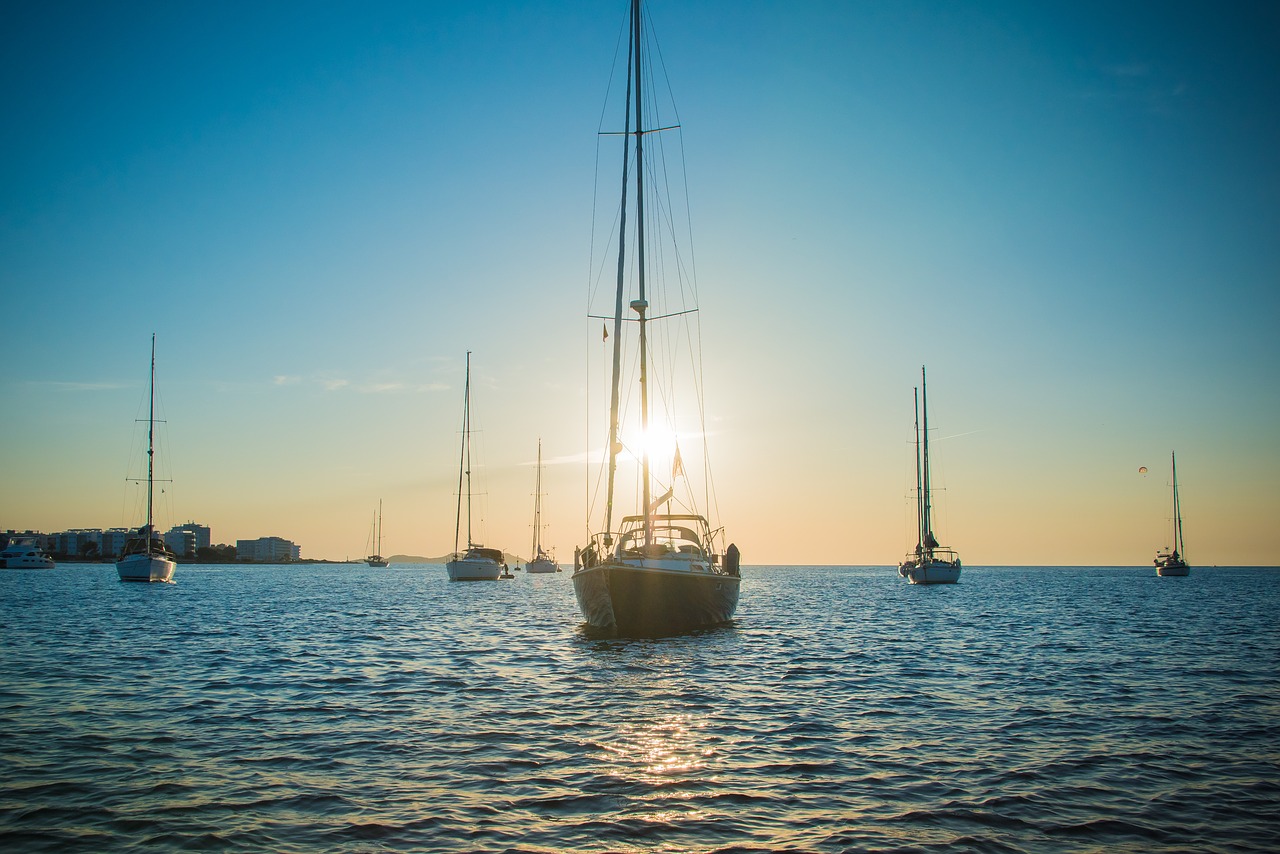 ibiza sunset yachts free photo