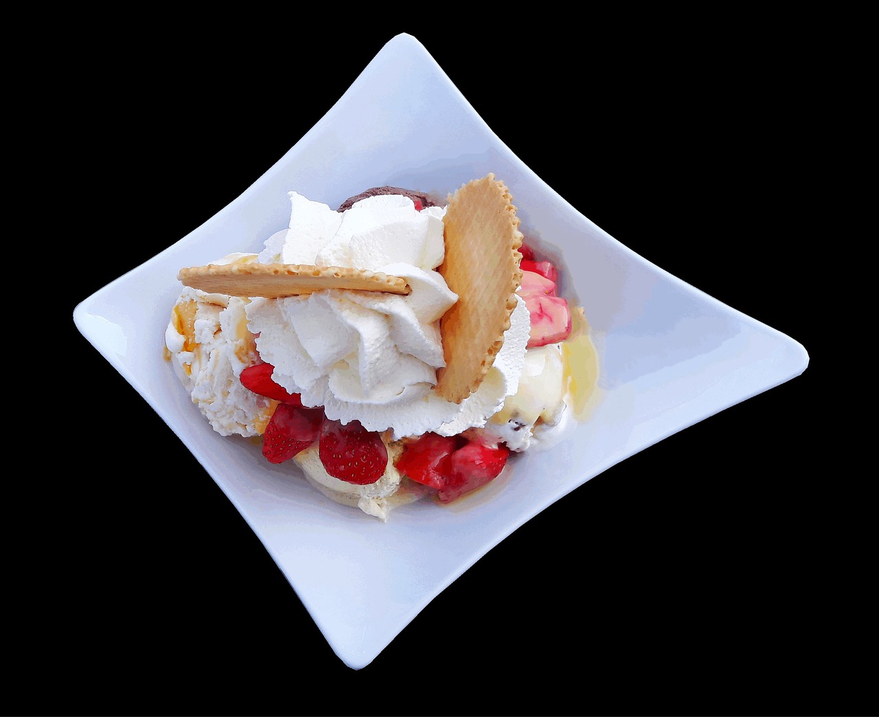 ice strawberry waffle free photo