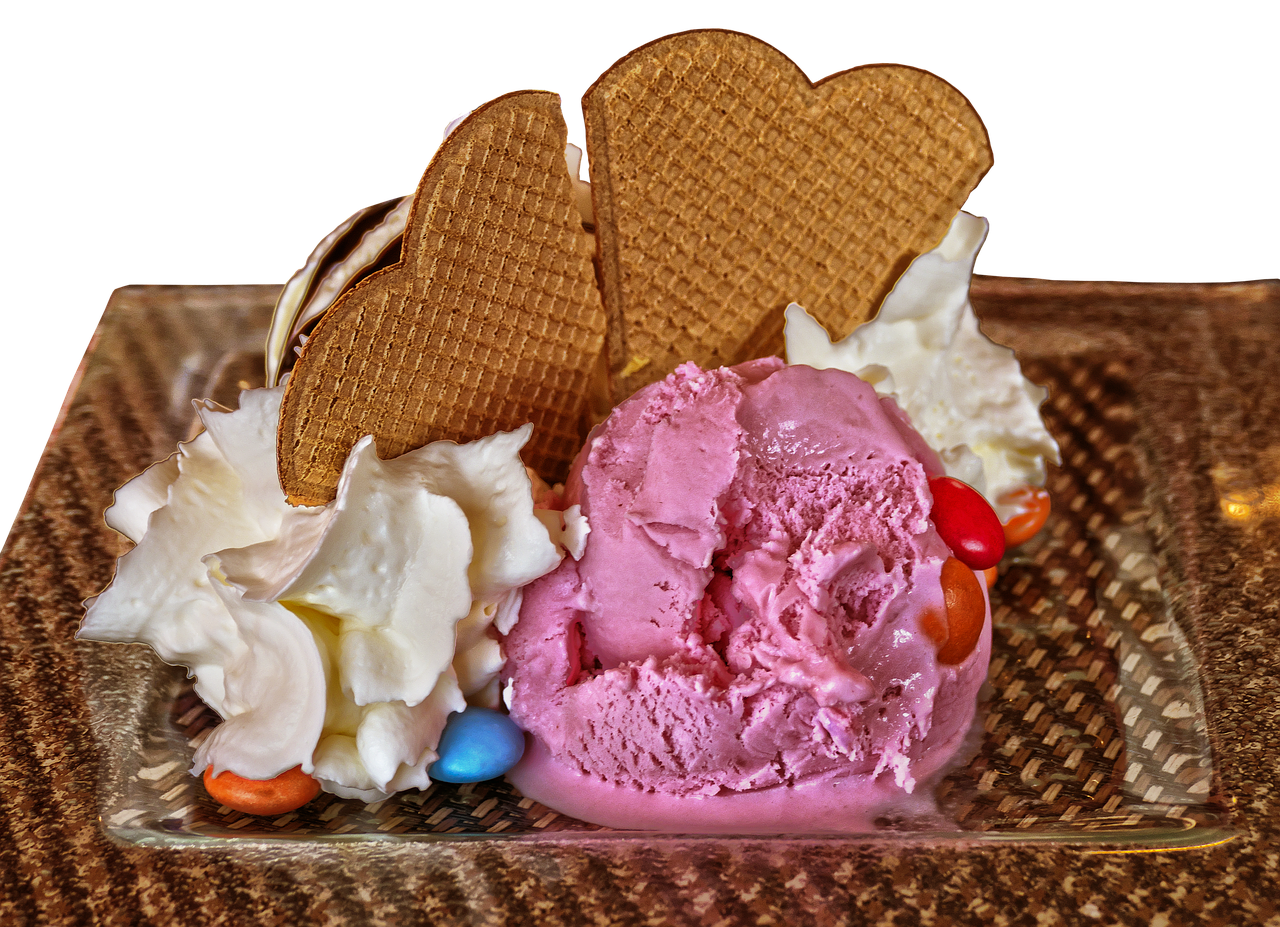 ice ice cream sundae waffle free photo