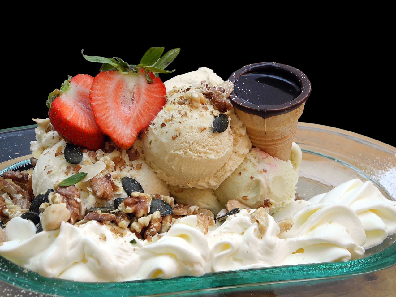 ice ice cream sundae fruits free photo