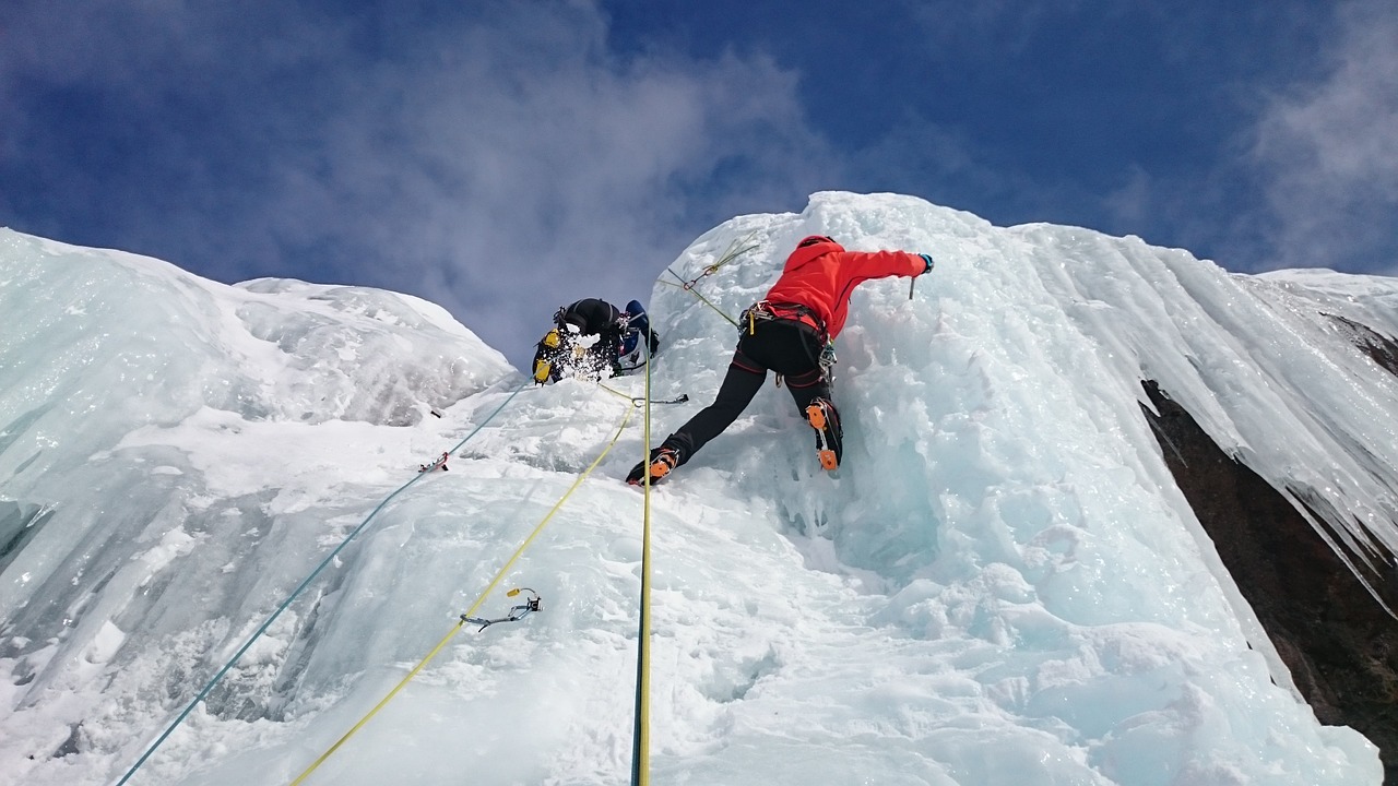ice climbers climb ice free photo