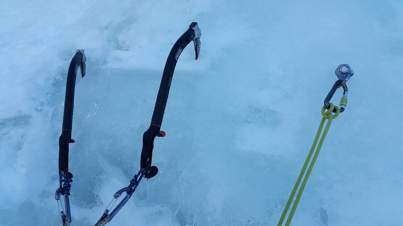 ice climbing ice tools winter sports free photo