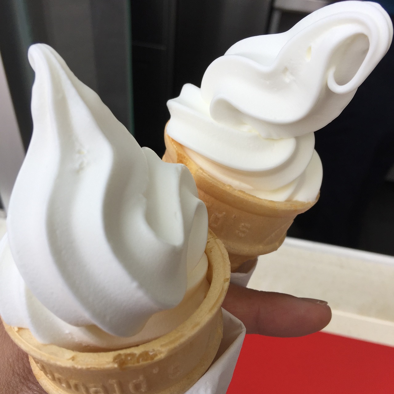ice cream cones whipped ice cream free photo