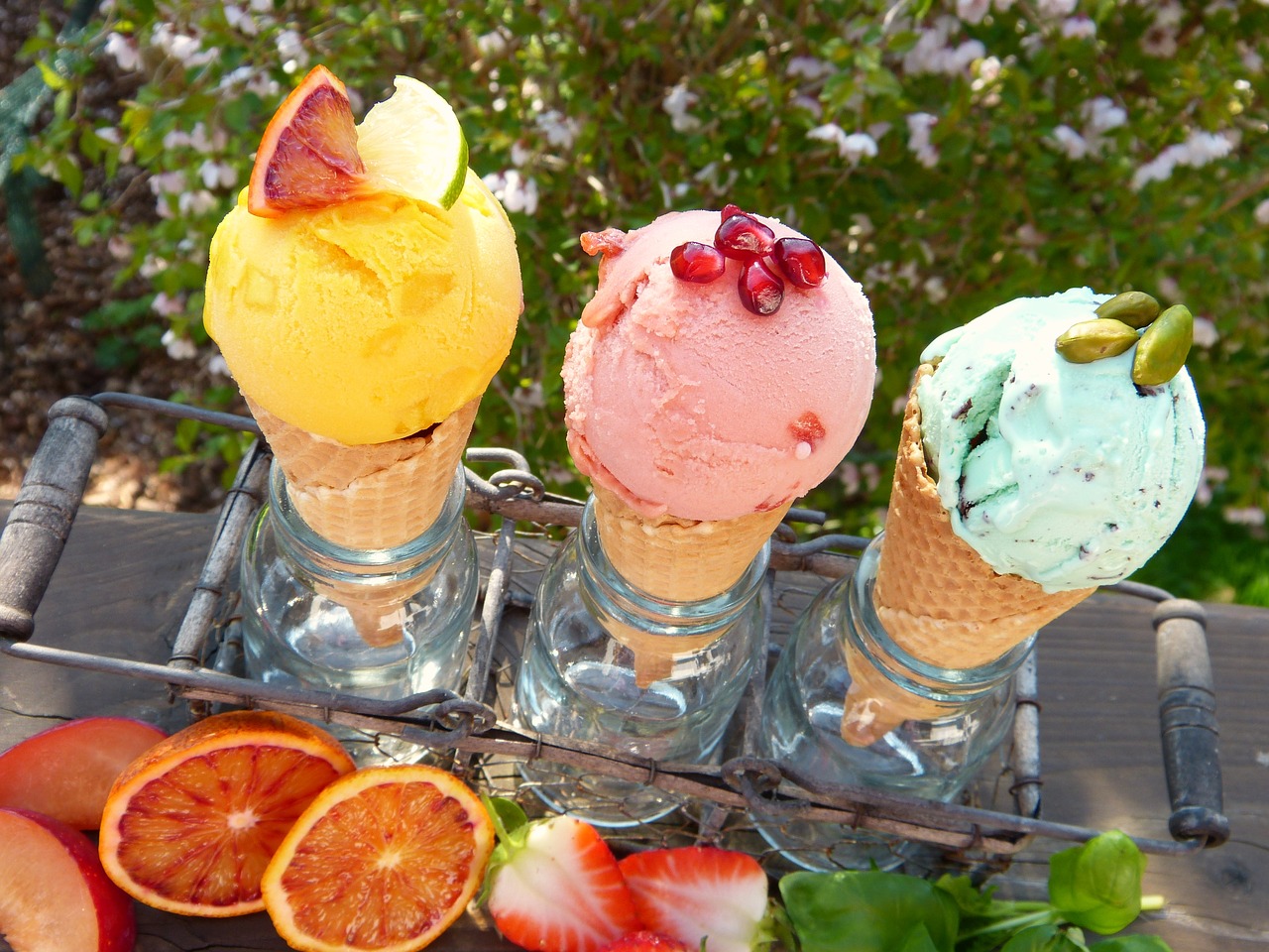 ice cream ice cream flavors fruits free photo