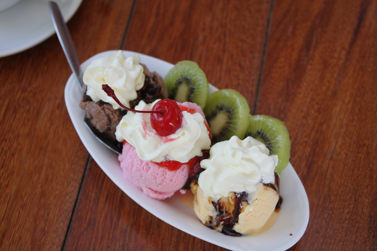 ice cream kiwi scoops free photo