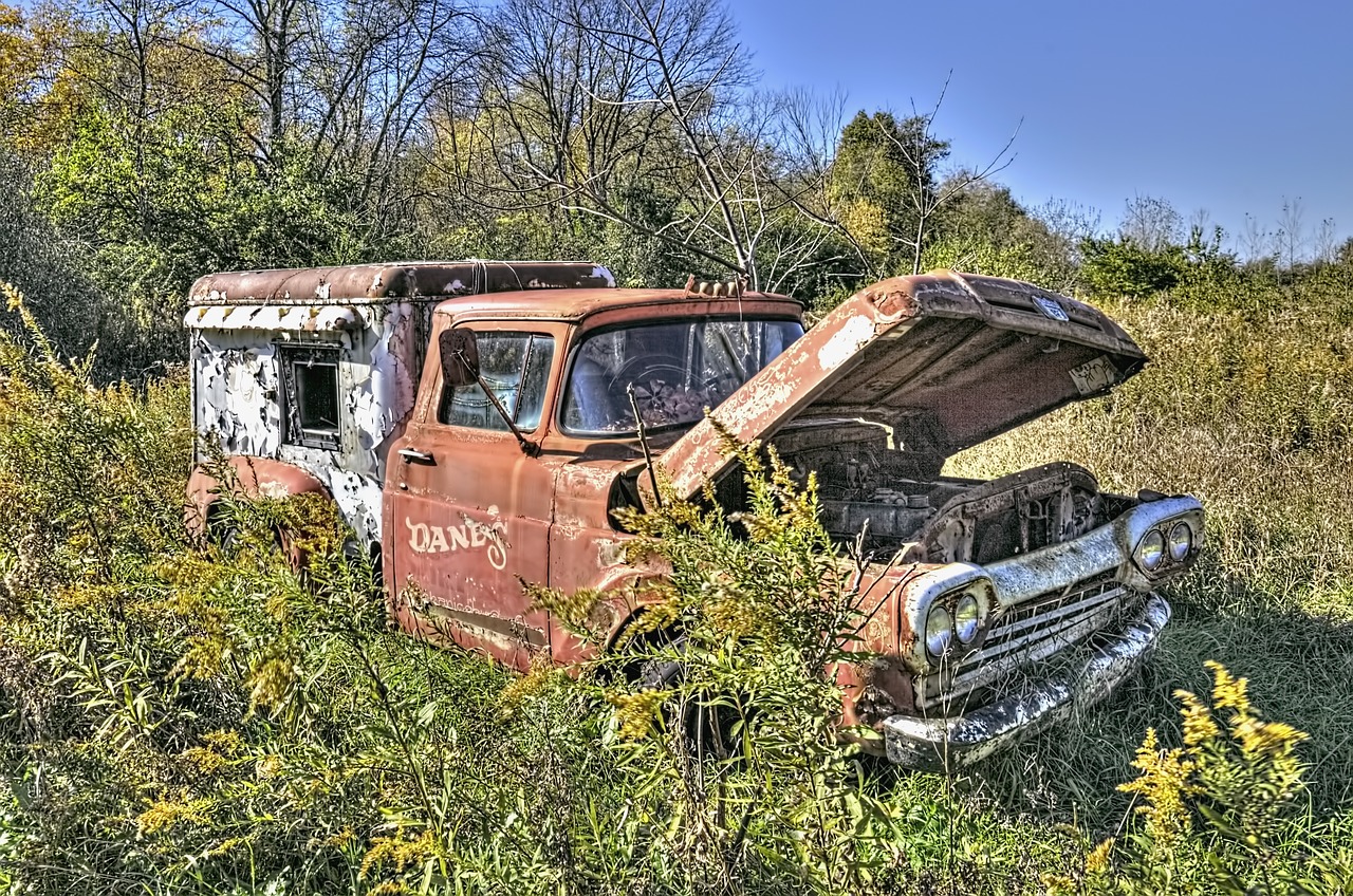 ice cream truck ford dilapidated free photo