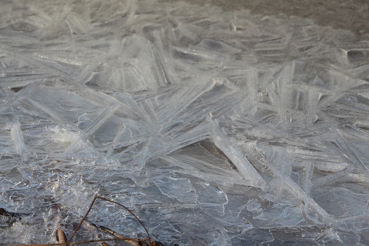 ice crystals  frozen water  winter lake free photo