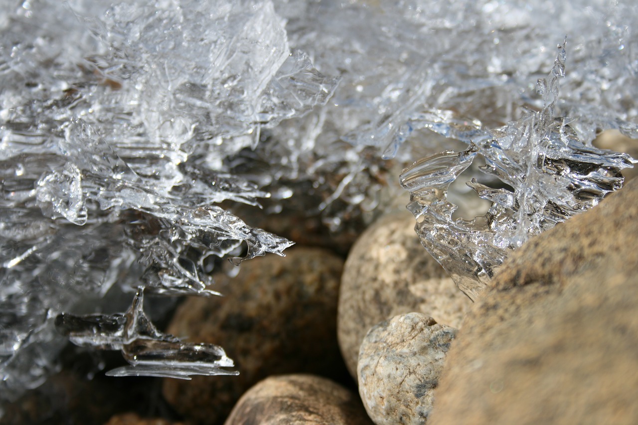 ice crystals  rock  winter free photo