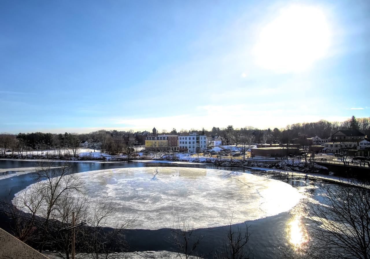 ice disk  river  winter free photo