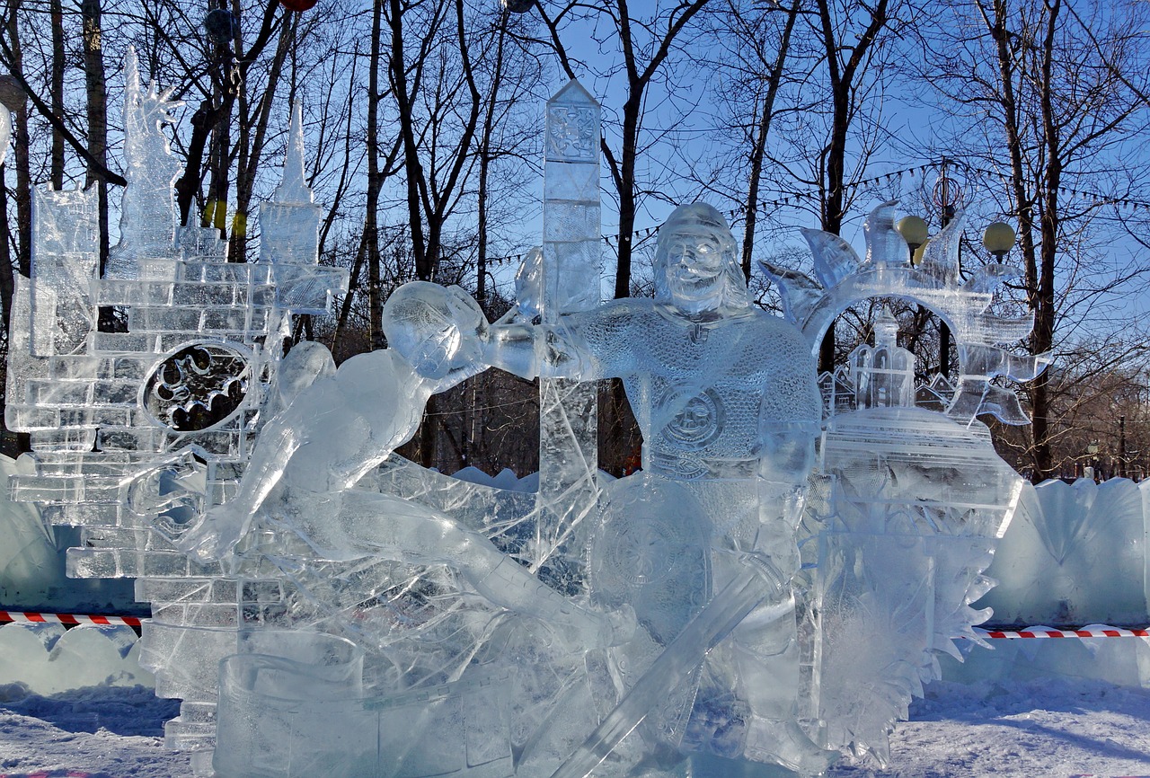 ice figures park winter free photo