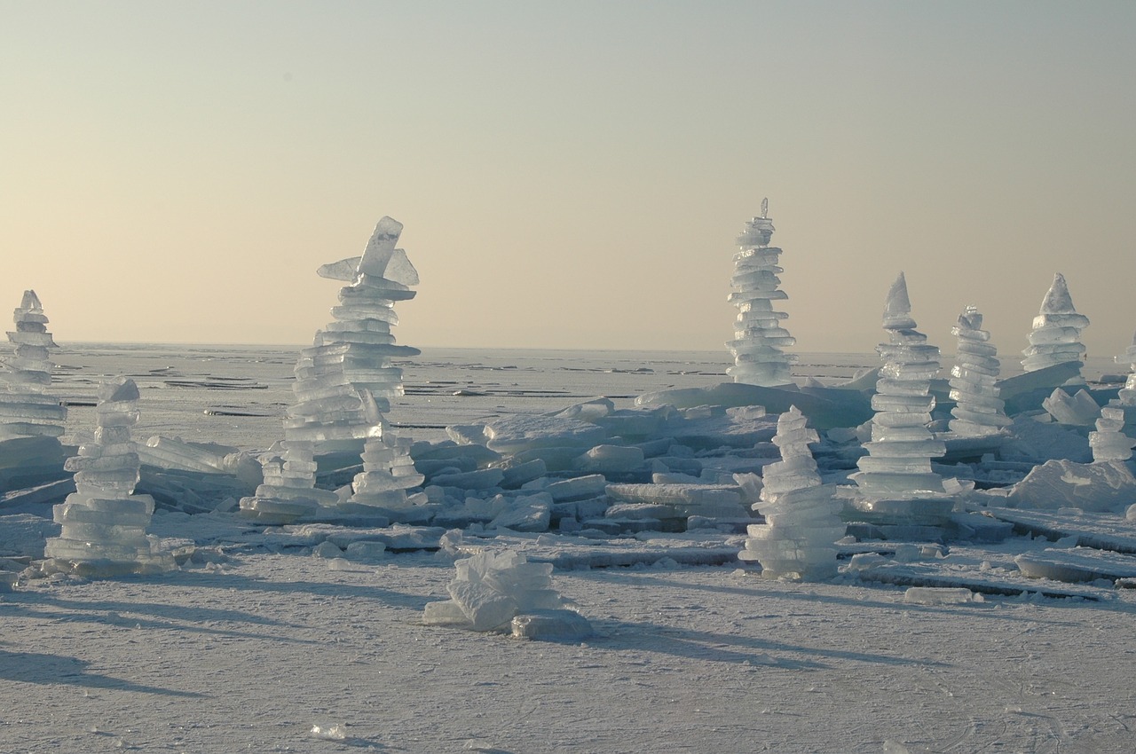 ice floes lake winter free photo