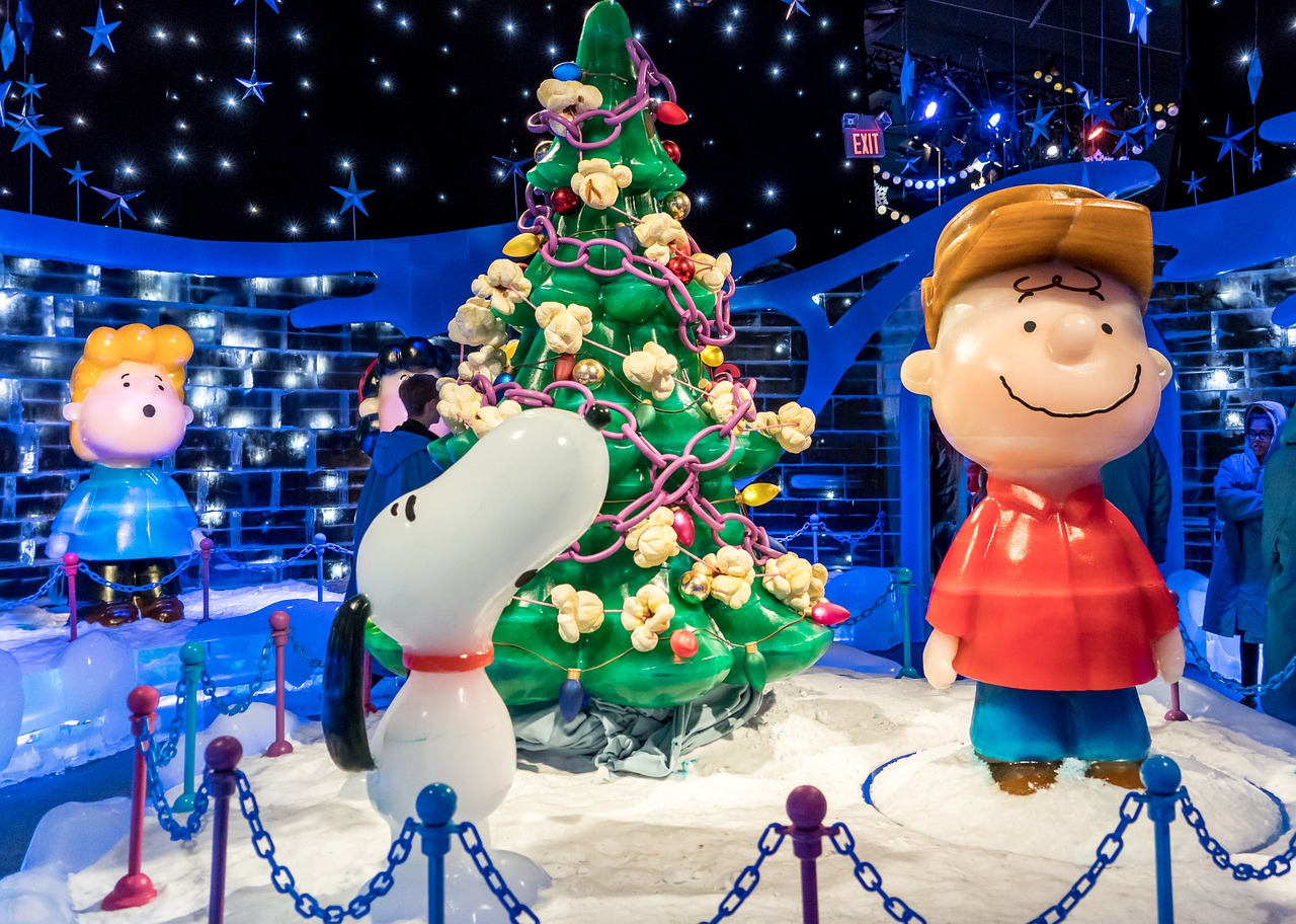 ice sculpture charlie brown christmas tree free photo