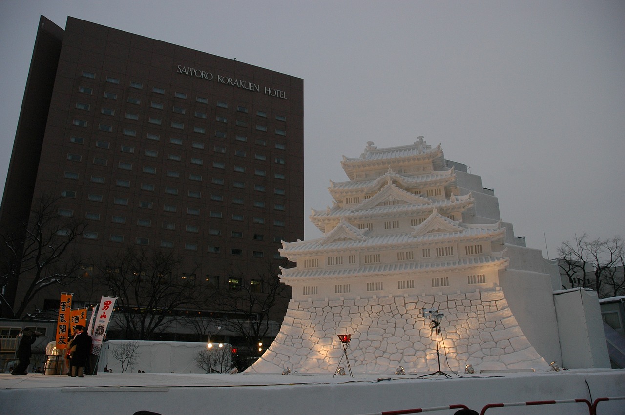 ice sculpture ice palace japan free photo