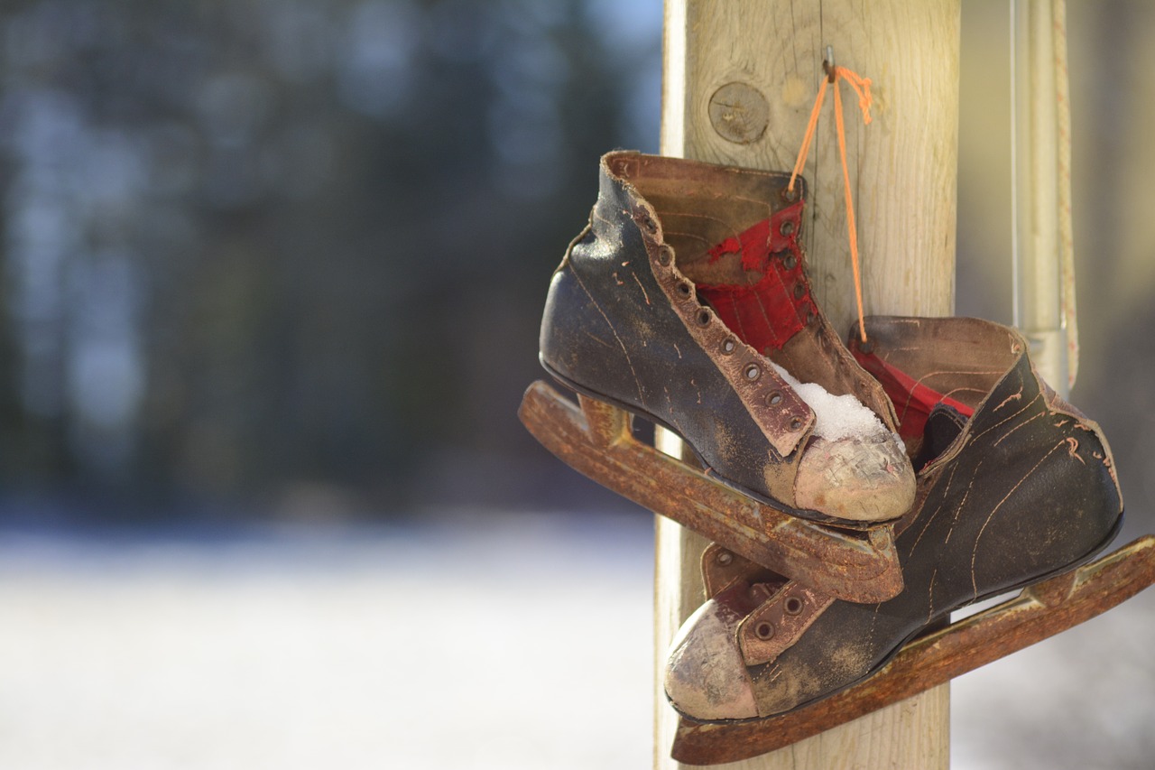 ice skates hanging winter free photo